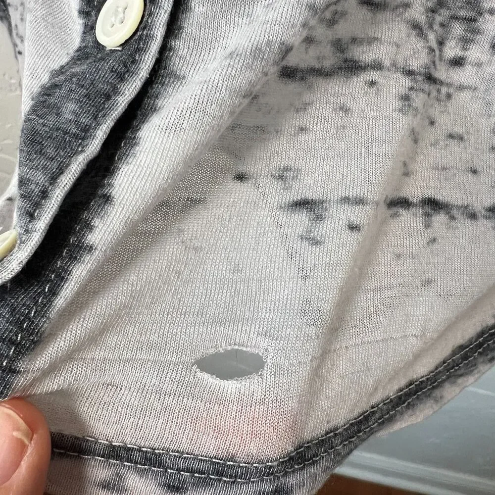 Grunge 90s y2k Allen Allen Gray‎ Acid Wash Distressed Layered Sweatshirt Top S